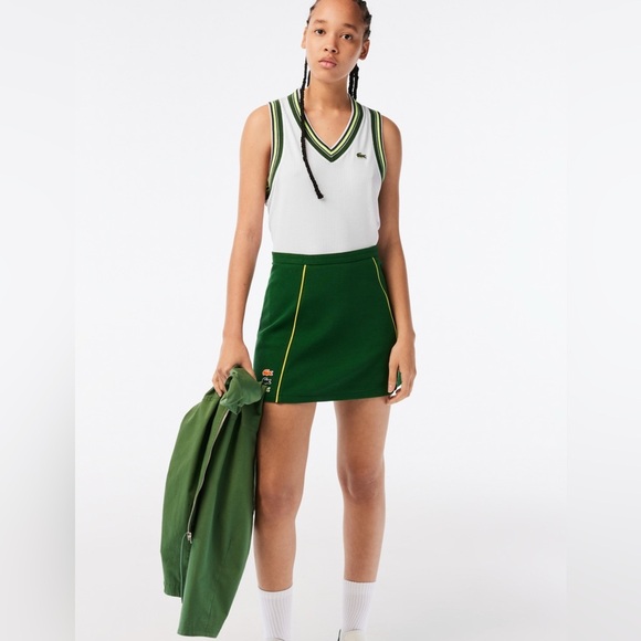 Lacoste Women’s Mesh V-Neck Tank Top | Size 42 (L) | NWT - Picture 2 of 15